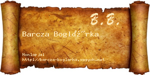 Barcza Boglárka névjegykártya
